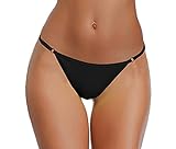 SHEKINI Damen Bikini Klassischer Verstellbare Bademode Brasilianer Niedrige Taille Tanga Bikinihose Badeanzug（S, Bikini Bottom-schwarz）