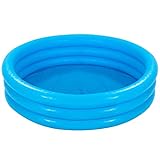 com-four® Planschbecken für Kinder, 3-Ring Kinderpool in blau mit Reparaturflicken, 114x25cm, ca. 132 Liter