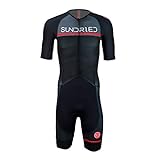 SUNDRIED Mens Pro Trisuit Short Sleeve Triathlonanzug am besten für Ironman Rennen Tri Suit (Schwarz, L)