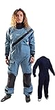 GUL 2022 Damen Dartmouth Eclip Zip Drysuit Dry Suit & Underfleece - Blue Geo - 3- Dry -Trockenanzug, wasserdicht, spritzwassergeschützt