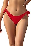 SHEKINI Damen Sexy Brasilianer Tanga Niedrige Taille Verstellbar Bikinihose Thong Bikini Unterteil String Schwarz Badehose (Rot D,M)