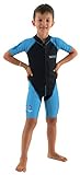 Seac Unisex Youth Dolphin, Shorty Wetsuit Kids in a 1,5mm Neoprene Lycra for Swimming, Snorkelling and Playing in The Water, Black/Light Blue, 9 Years