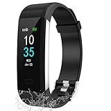 LEBEXY Fitness Armband Wasserdicht | Smartwatch Fitness Tracker Uhr | Fitness Uhr mit Schrittzähler Armband, S1-Version (Schwarze)