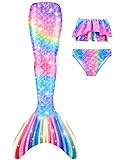 DNFUN Mädchen-Mermaid tai-with Bikini-for Swimming,ohne Monoflosse 3 Stück – Meerjungfrauen-Schwimmen kostüme für Kinder,ohne Monoflosse-2 cm9,130