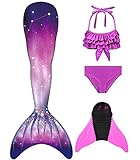 DNFUN Meerjungfrauenflosse Mädchen mit Bikini -Meerjungfrauenschwanz kostüm mit Monoflosse zum Schwimmen
