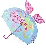 Regenschutz für Mädchen und Kinder, Meerjungfrauenflossen-Druck, windabweisend