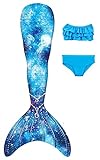 DNFUN Meerjungfrauenschwanz für Kinder Meerjungfrauen Schwimmen,ohne Monoflosse 3 Stück,ohne Monoflosse-2 cj15,130