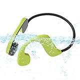 AQUYY Open-Ear Schwimmen Kopfhörer Bluetooth 5.0, IP68 Wasserdicht MP3 Musikplayer mit 32GB Speicher, Sportkopfhörer Wireless Headset mit Knochenleitung zum Laufen Fahren Radfahren Green 32G