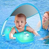 LAYCOL Schwimmring Baby mit Abnehmbarem Sonnendach, Baby Float Aufblasbare Schwimmreifen Baby für Baby ab 3-36 Monate(Grün, L)