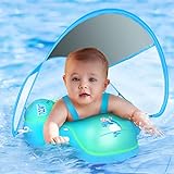 LAYCOL Schwimmring Baby mit abnehmbarem Sonnendach, Baby Float Aufblasbare schwimmreifen Baby für Baby ab 3-36 Monate(Grün, L)