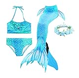 Guter Handwerker Mädchen Meerjungfrauenschwanz zum Schwimmen,Mermaid Tail, für Mädchen, Jungen, Kinder und Erwachsene Monofin Girlande INKLUSIVE (Blauer Engel, 140)