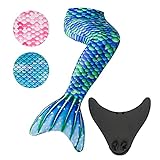 Idena 40606 - Meerjungfrauen-Schwanz mit Monoflosse, Größe M/L, in Grün, Meerjungfrauen-Flosse für Kinder ab 6 Jahren, zum Schwimmen und für aufregende Tauchabenteuer im Wasser