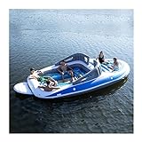 Aufblasbares Schwimmendes Boot, Großer Tragbarer PVC-aufblasbarer Schwimmender Reihen Wasserpiraten Pool Für 4-6 Personen Lake Ocean Floating Platform (Color : Blue, Size : 400 * 210 * 120cm)