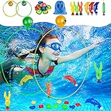 20Stk Tauchring Kinder Tauchring Unterwasser Swimmring Tauchspielzeug Pool Spielzeug Set mit Tauchringe Edelsteine Aufbewahrungstasche für Kinder Junge Mädchen